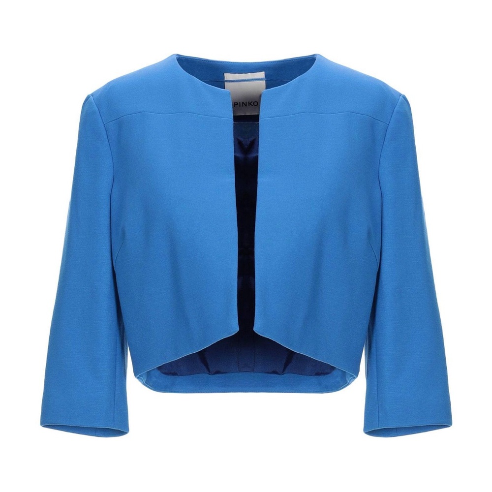 Pinko Bright Blue Cropped Open-Front Blazer